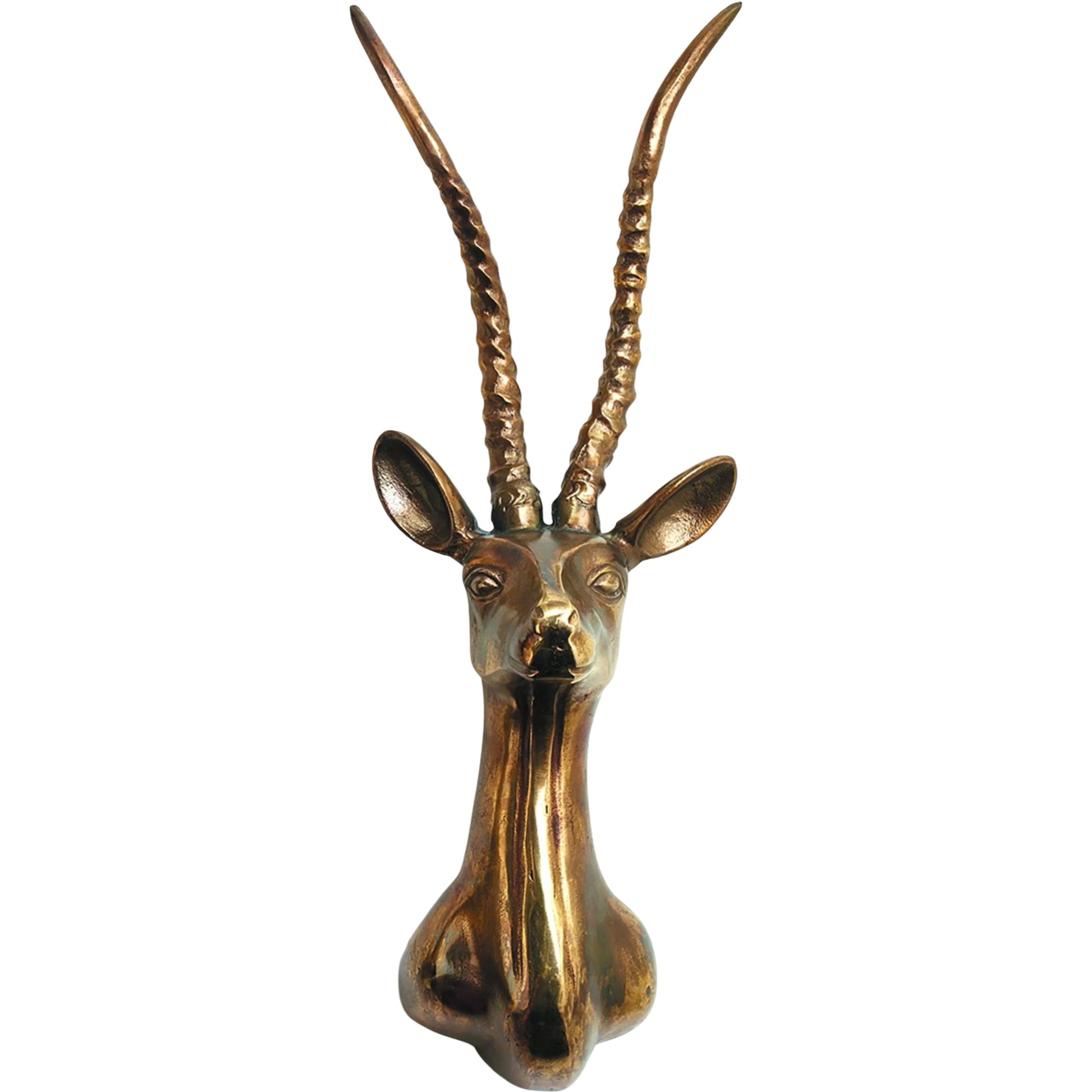 Antelope Head by Accent Decor in gold. Made from metal in a modern style.