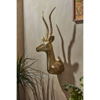 Antelope Head by Accent Decor in gold. Made from metal in a modern style.