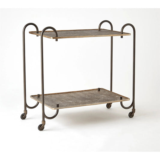 Blade Bar Cart by Global Views in bronze. Made from iron, aluminum in a modern style.