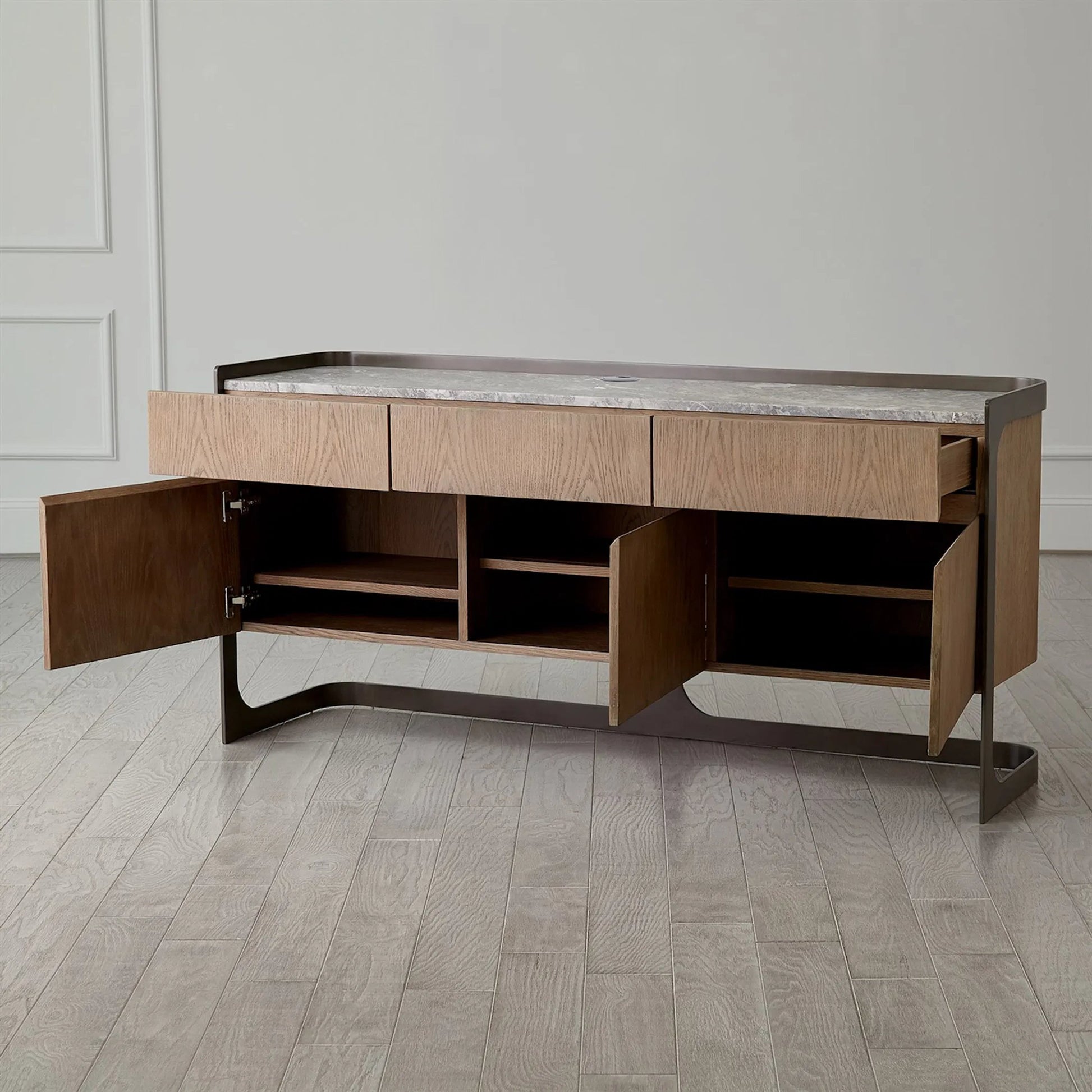 Element Media Cabinet by Global Views in grey and marble. Made from unique in a modern style.