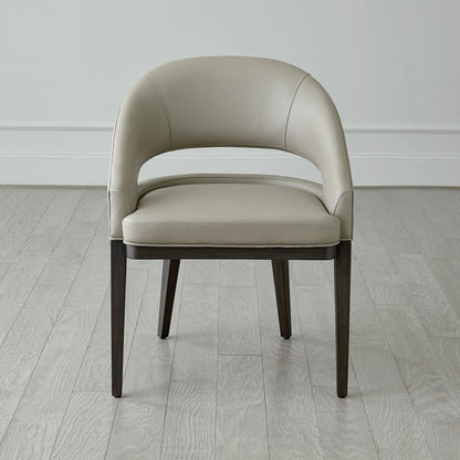 Alcott Dining Chair by Global Views. Made from beech wood, semi-aniline grey leather in a transitional style.