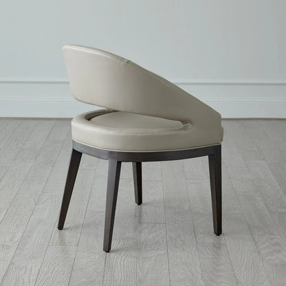 Alcott Dining Chair by Global Views. Made from beech wood, semi-aniline grey leather in a transitional style.