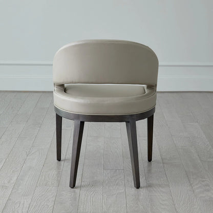 Alcott Dining Chair by Global Views. Made from beech wood, semi-aniline grey leather in a transitional style.
