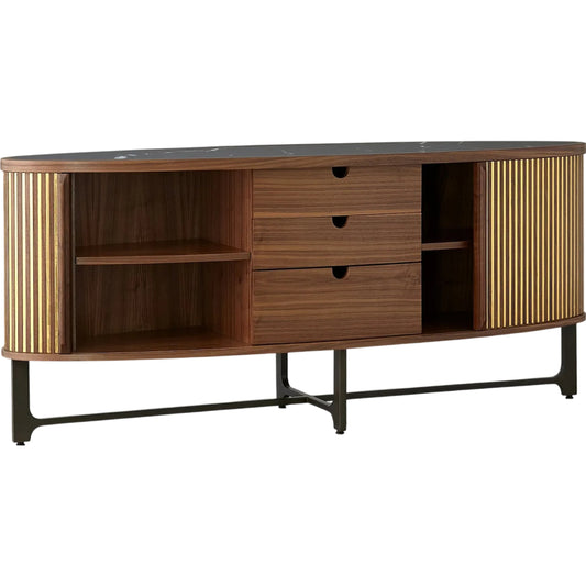 Cabriolet Media Cabinet by Global Views in gold and walnut. Made from unique in a unique style.