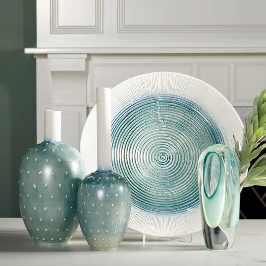 Double Vase by Global Views in wintergreen. Made from artglass in a modern style.