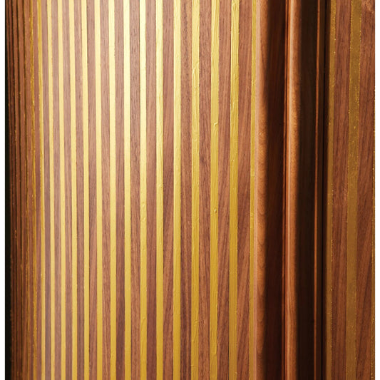 Cabriolet Tall Cabinet by Global Views in gunmetal, gold leaf, walnut. Made from walnut wood, gmelina wood, mdf, black iron metal, porcelain, tempered glass in a traditional style.