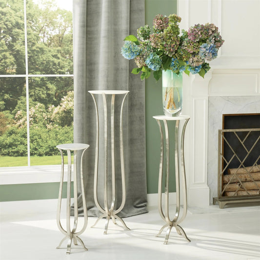 Chorda Pedestal by Global Views in nickel and marble. Made from unique in a unique style.
