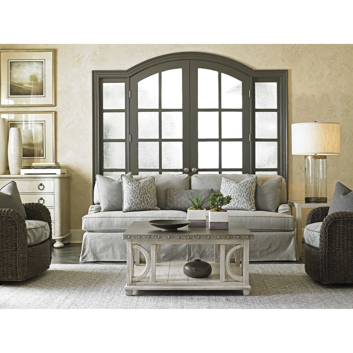 002 SR-835483 | Lifestyle | Litchfield Square Cocktail Table by Lexington. Made from unique in a transitional style.
