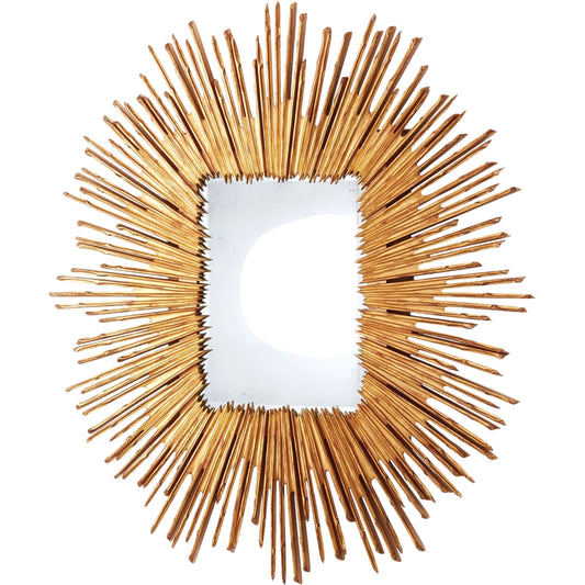Soleil Gold Leaf Mirror by Global Views in gold leaf. Made from acacia wood, antiqued beveled mirror in a eclectic & global style.