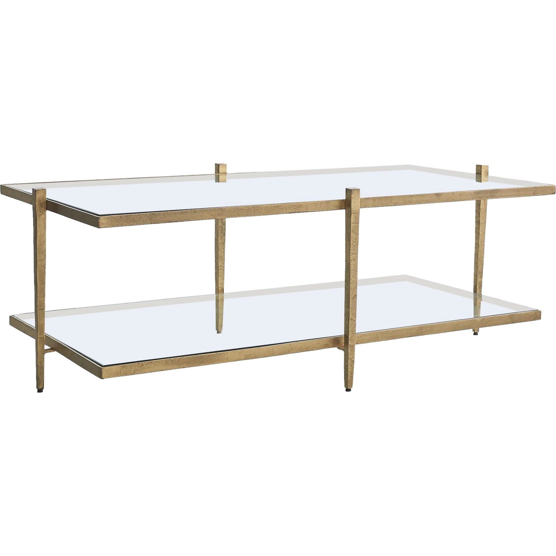 Laforge Cocktail Table by Global Views. Made from iron, tempered glass in a transitional style.