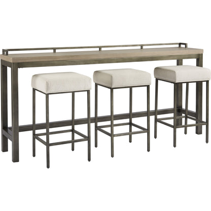 Curated Mitchell Console with Stools by Universal Furniture in antique pewter and greystone. Made from unique in a modern style.