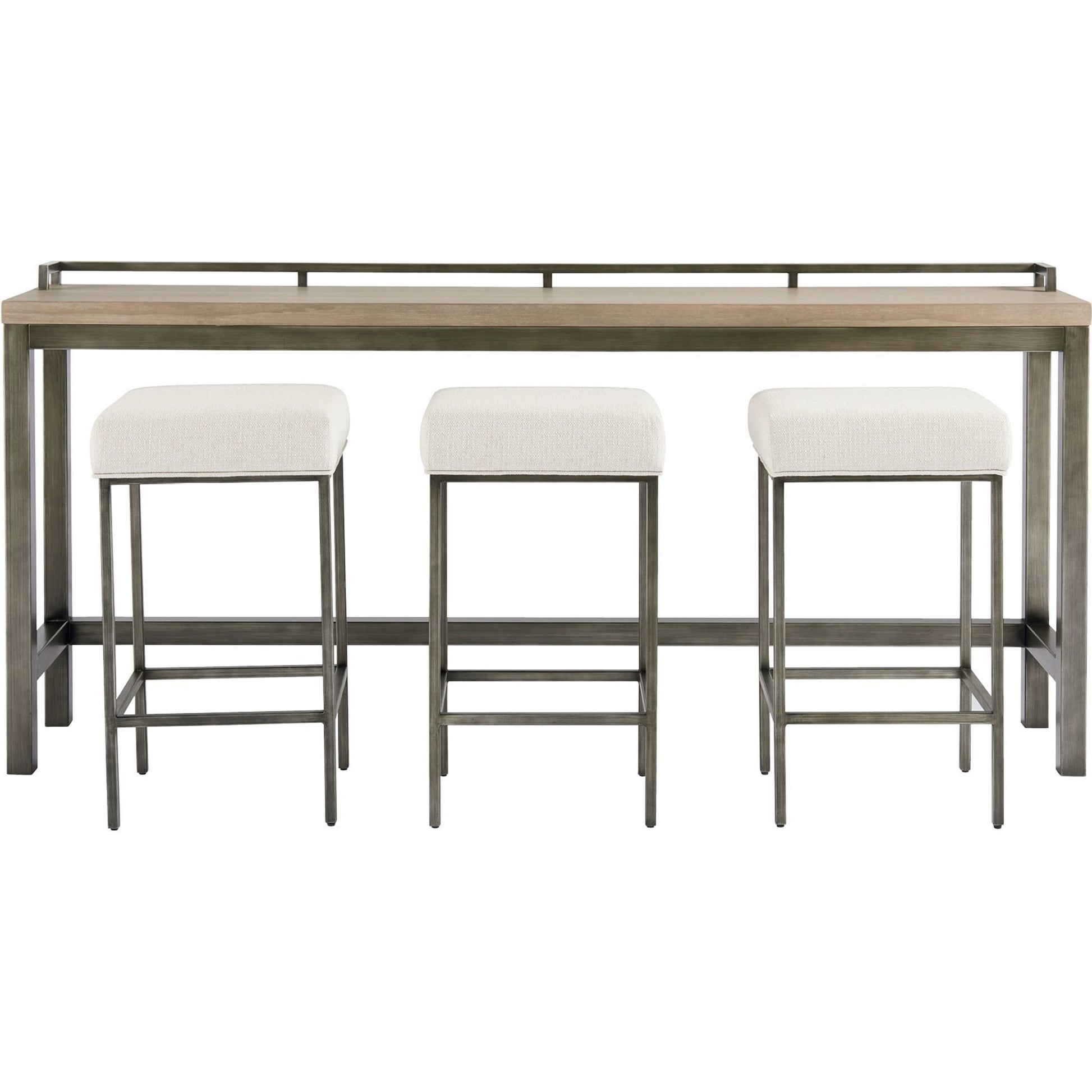 Curated Mitchell Console with Stools by Universal Furniture in antique pewter and greystone. Made from unique in a modern style.