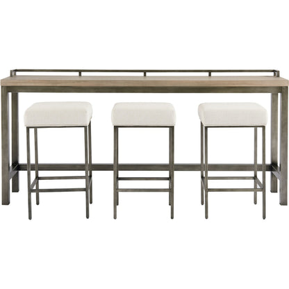 Curated Mitchell Console with Stools by Universal Furniture in antique pewter and greystone. Made from unique in a modern style.
