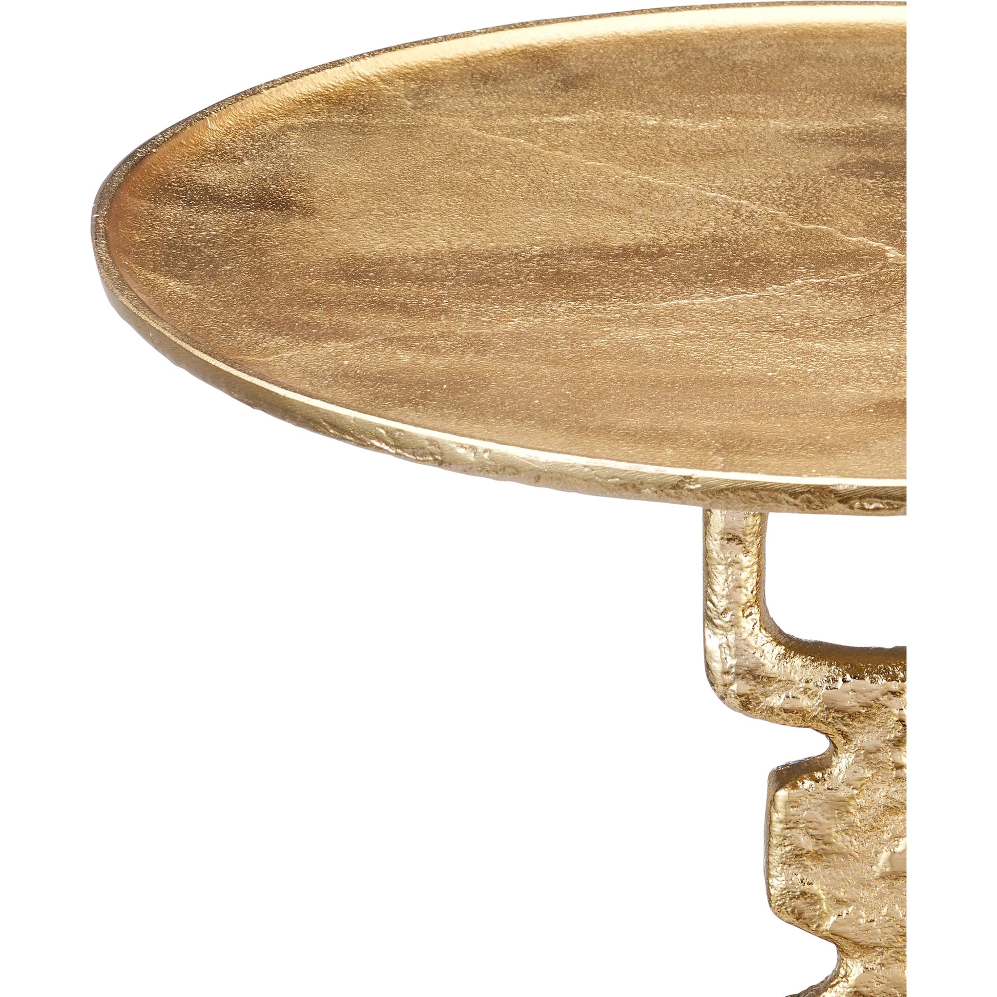 Jussi Drinks Table by Currey and Company in gold. Made from cast aluminum in a modern style.