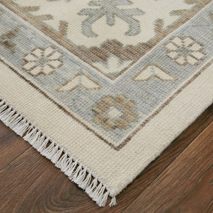 Karina Transitional & Botanical Rug - 90969G5F by Feizy in ivory, gray, brown. Made from wool in a unique style.