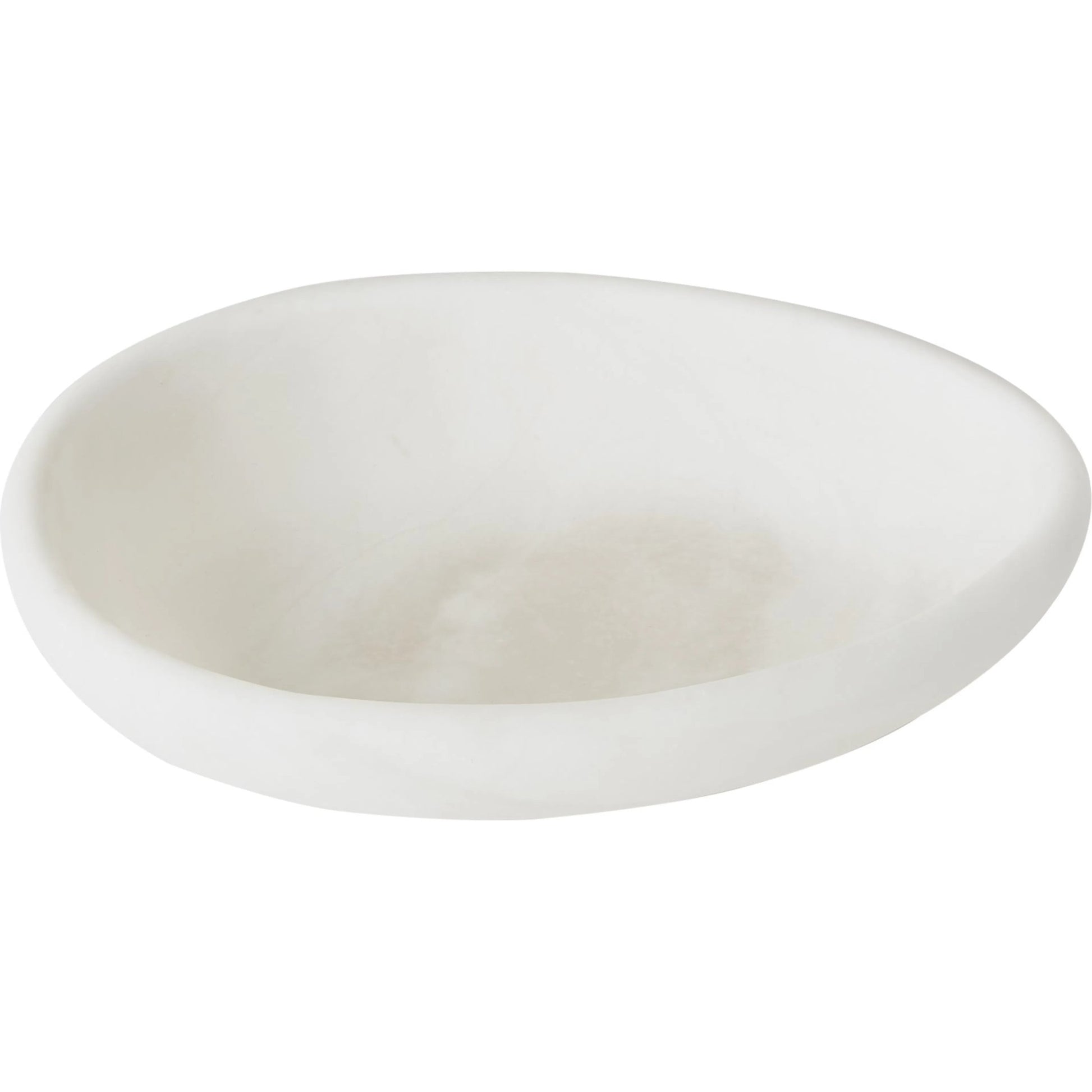 Oblique Alabaster Bowl by Global Views in white. Made from alabaster in a unique style.