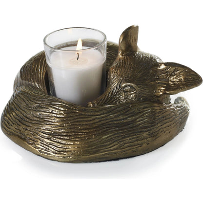 E+E Sleepy Eloise Candleholder by Accent Decor in gold. Made from metal in a traditional style.