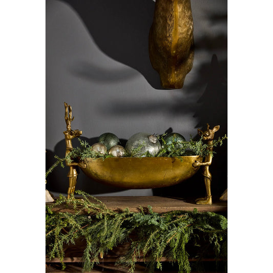 E+E Frankie and Margie Bowl by Accent Decor in antique-gold. Made from metal in a unique style.