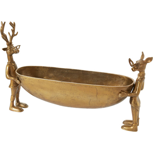 E+E Frankie and Margie Bowl by Accent Decor in antique-gold. Made from metal in a unique style.