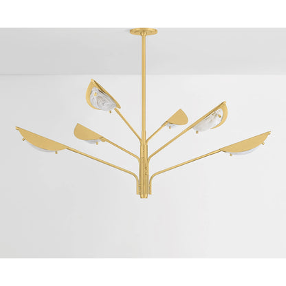 Levin 6-Light Chandelier by Hudson Valley in aged brass. Made from steel in a modern style.
