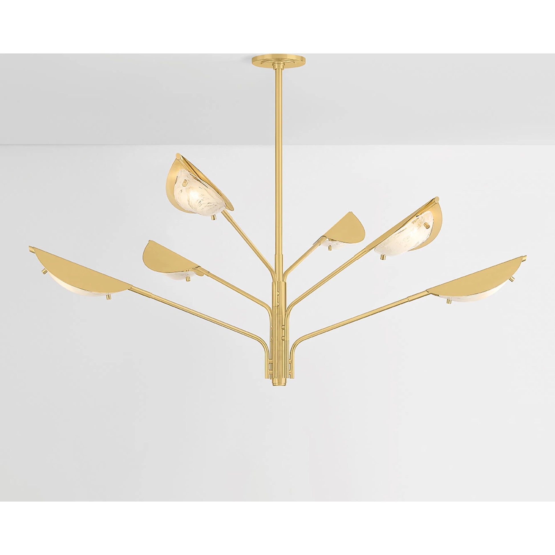 Levin 6-Light Chandelier by Hudson Valley in aged brass. Made from steel in a modern style.