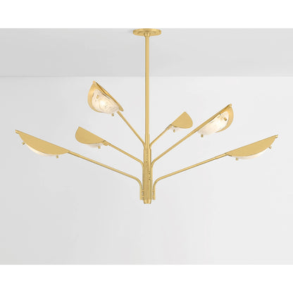 Levin 6-Light Chandelier by Hudson Valley in aged brass. Made from steel in a modern style.