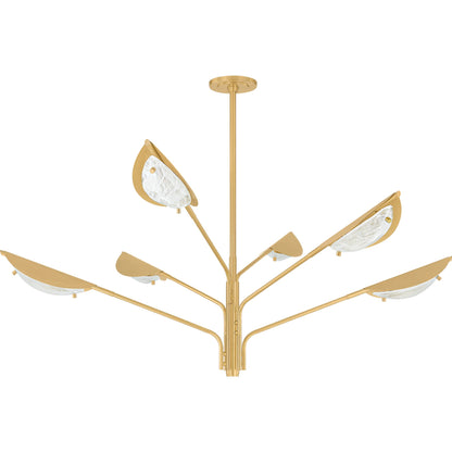 Levin 6-Light Chandelier by Hudson Valley in aged brass. Made from steel in a modern style.