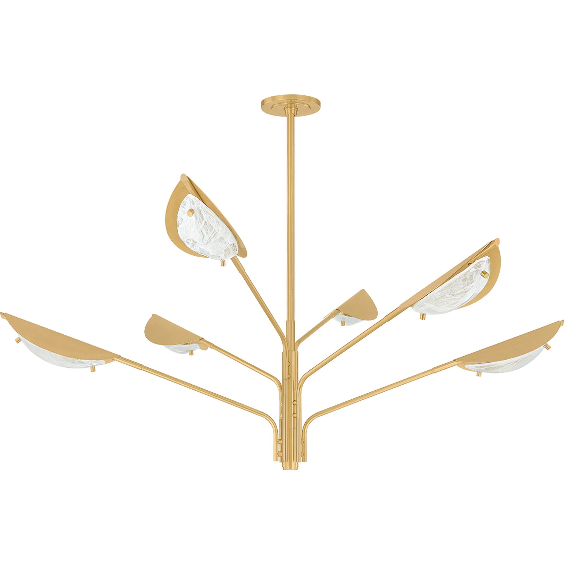 Levin 6-Light Chandelier by Hudson Valley in aged brass. Made from steel in a modern style.