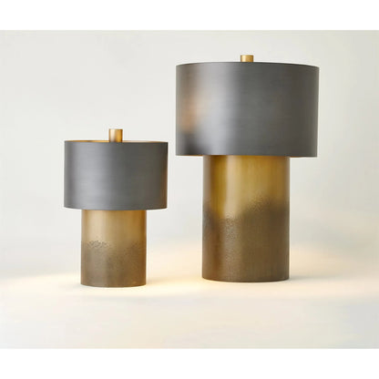 Tortoise Drum Lamp by Global Views in antique zinc, ombre brass. Made from unique in a eclectic & global style.