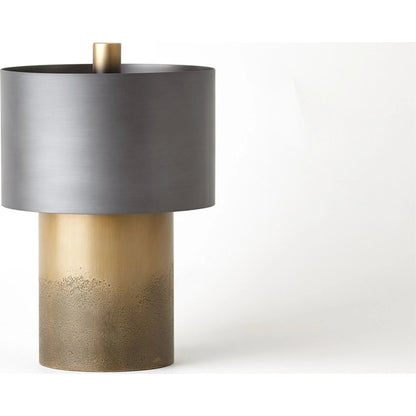 Tortoise Drum Lamp by Global Views in antique zinc, ombre brass. Made from unique in a eclectic & global style.