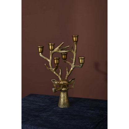 E+E Frankie Candelabra by Accent Decor in antique-gold. Made from metal in a modern style.