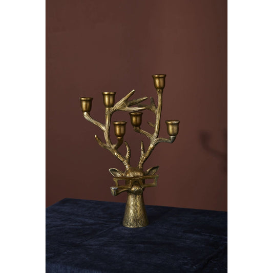 E+E Frankie Candelabra by Accent Decor in antique-gold. Made from metal in a modern style.