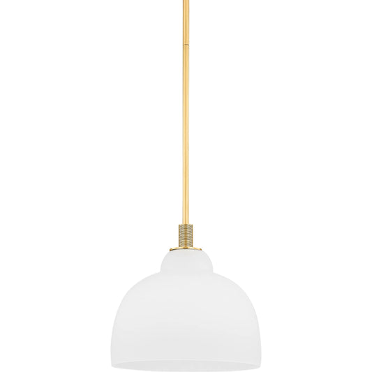 Oberon Pendant by Hudson Valley in aged brass. Made from steel in a unique style.