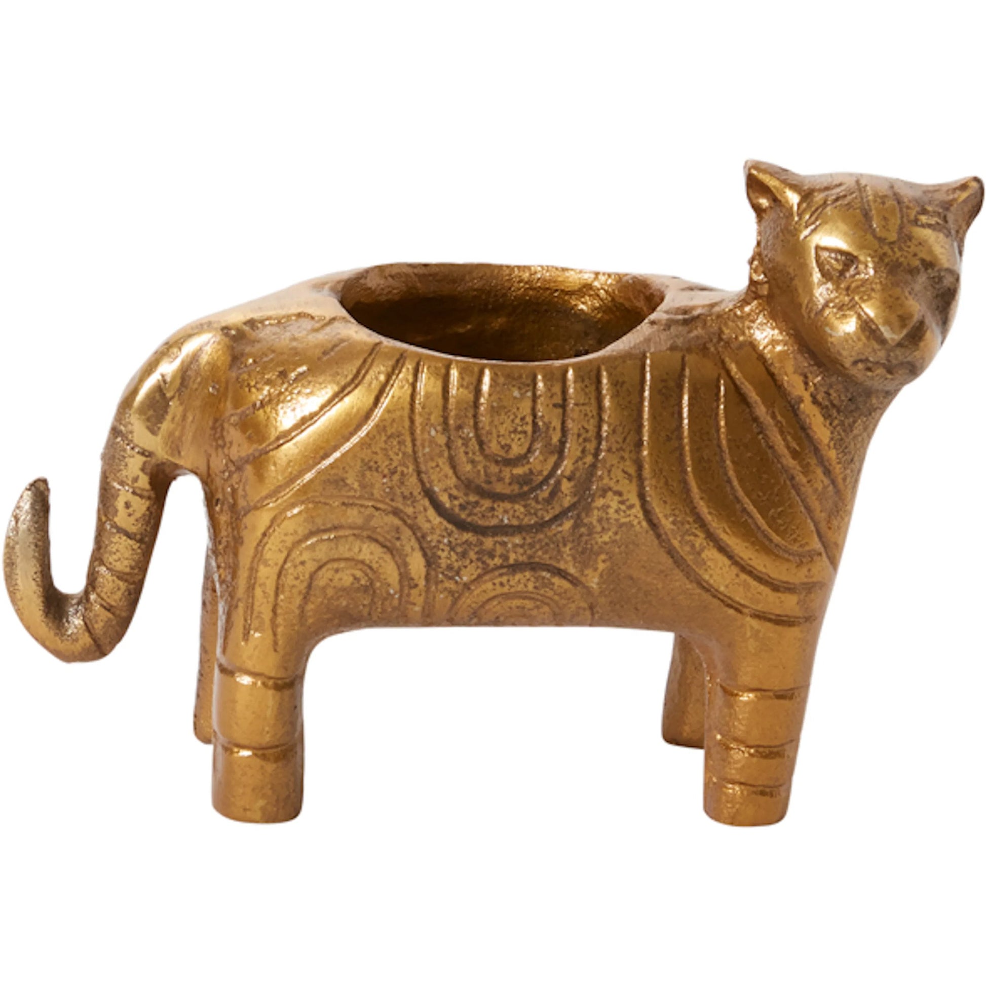 Tiger Pot by Accent Decor in antique-gold. Made from metal in a eclectic & global style.