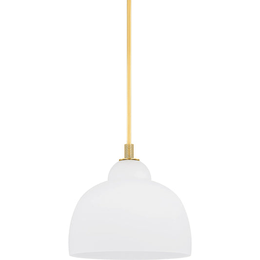 Oberon Pendant by Hudson Valley in aged brass. Made from steel in a unique style.