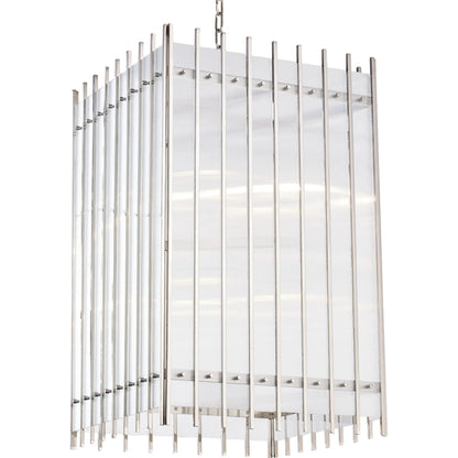 Wooster Pendant by Hudson Valley in polished nickel. Made from steel in a transitional style.
