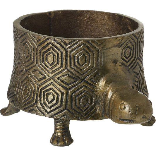 Tommie Turtle Pot by Accent Decor in antique-gold. Made from metal in a modern style.