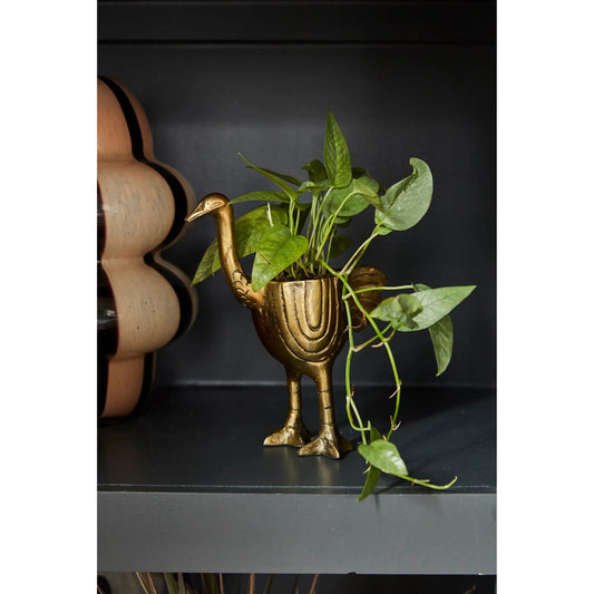 Ostrich Pot 2 by Accent Decor in antique-gold. Made from metal in a unique style.