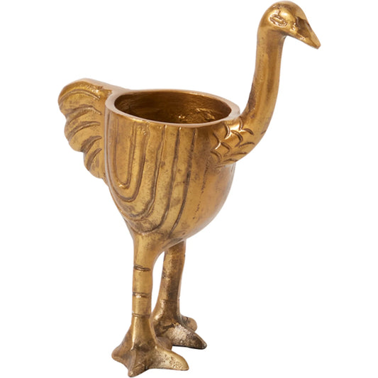 Ostrich Pot 2 by Accent Decor in antique-gold. Made from metal in a unique style.