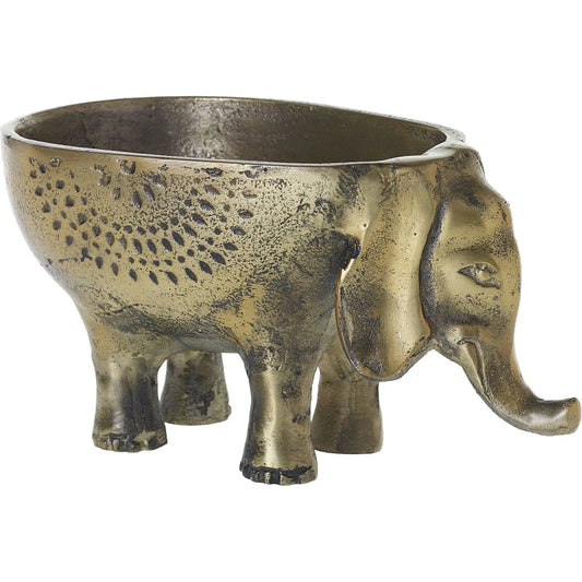 Ezzie Elephant Pot by Accent Decor in antique-gold. Made from metal in a modern style.