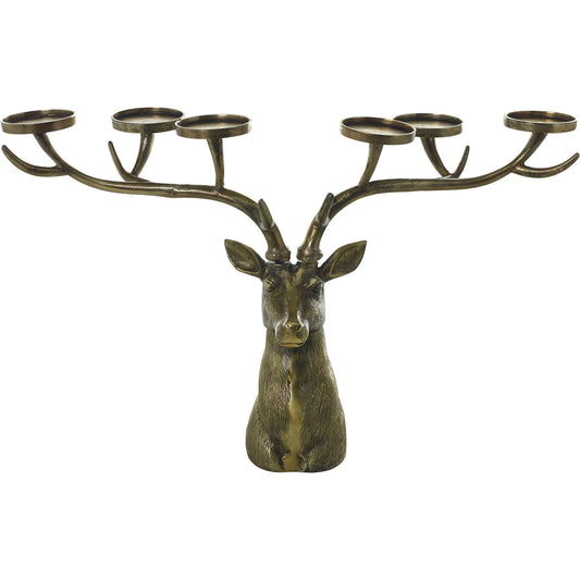 Stag Candleholder by Accent Decor in antique-gold. Made from metal in a modern style.