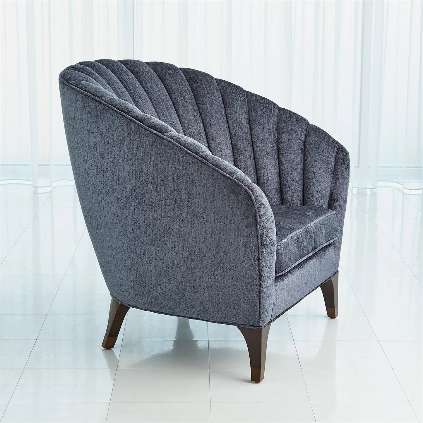 008 SI-2323929 | Additional Silo | Luxe Lounge Chair by Global Views in indigo and walnut. Made from unique in a unique style.