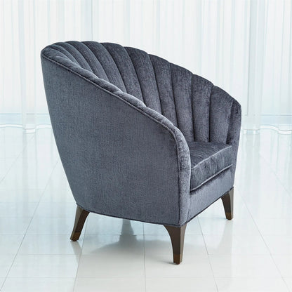 Luxe Lounge Chair by Global Views in indigo and walnut. Made from unique in a unique style.
