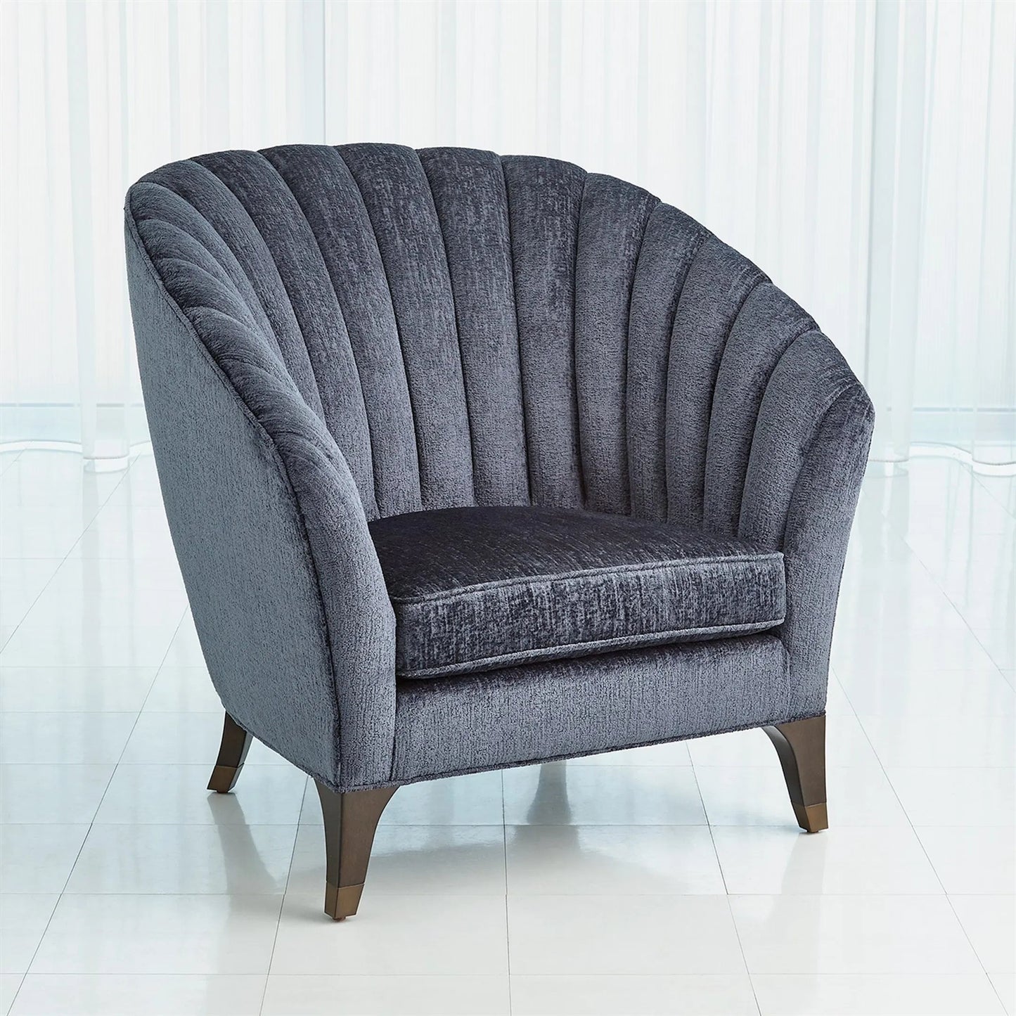 007 SI-2323929 | Additional Silo | Luxe Lounge Chair by Global Views in indigo and walnut. Made from unique in a unique style.