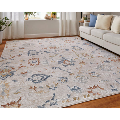 Pasha Transitional & Botanical Rug - 39M8F by Feizy in ivory, blue, gold. Made from polyester in a unique style.