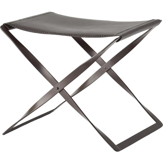 Folding Stool by Global Views in dark brown powder coated. Made from iron in a modern style.
