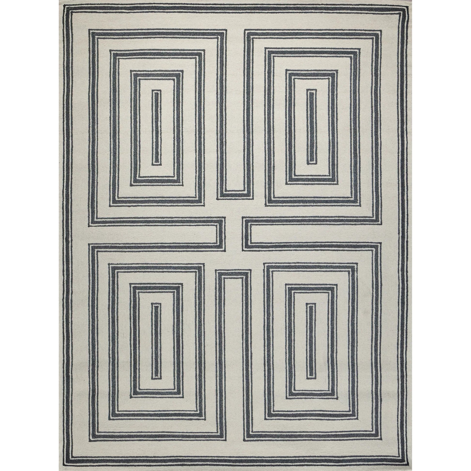 Studio 7531 Rug by Exquisite Rugs in ivory, black. Made from new zealand wool in a unique style.