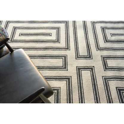 Studio 7531 Rug by Exquisite Rugs in ivory, black. Made from new zealand wool in a unique style.