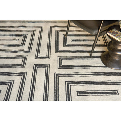 Studio 7531 Rug by Exquisite Rugs in ivory, black. Made from new zealand wool in a unique style.