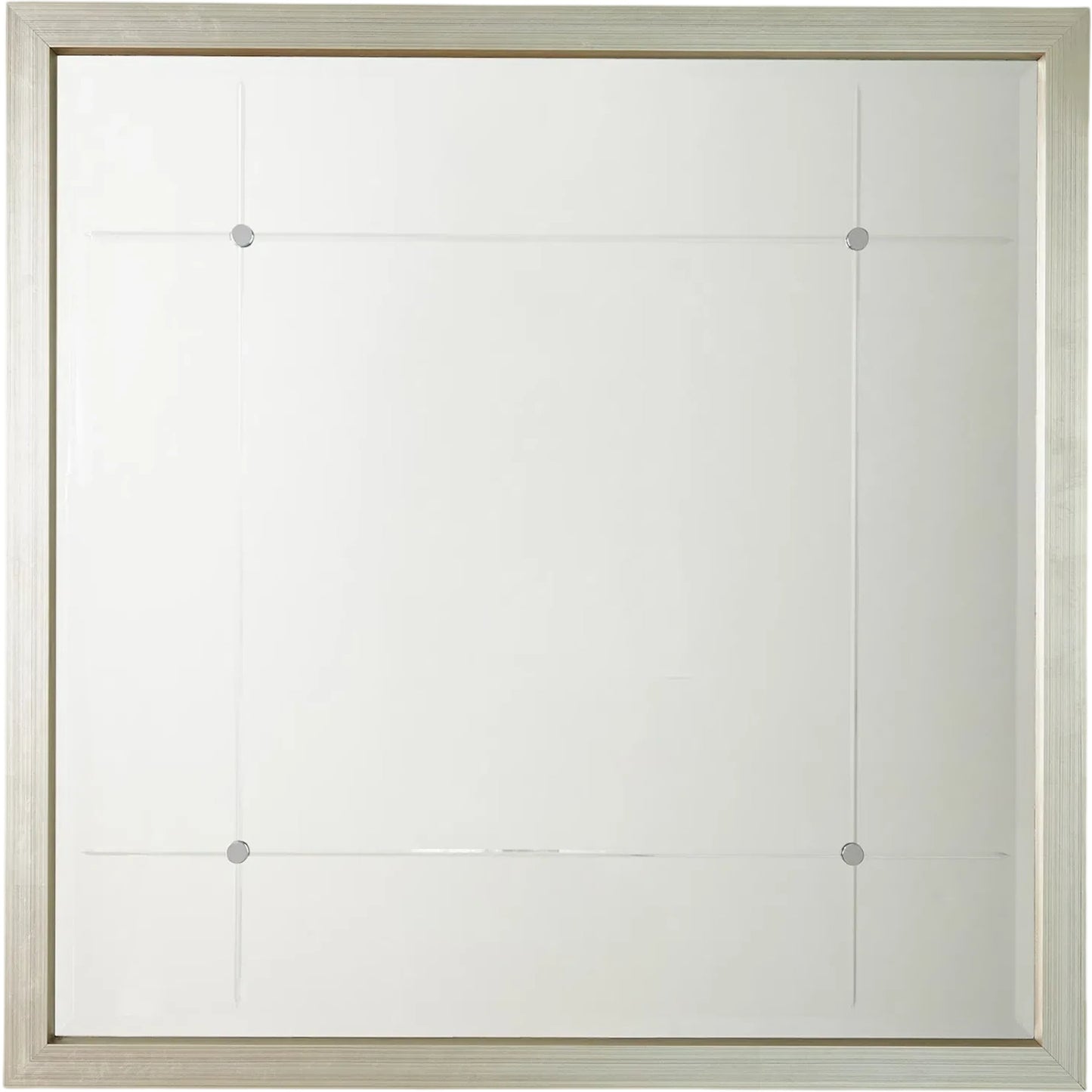 001 SR-700802 | Primary Silo | Beaumont Square Mirror by Global Views in silver leaf, nickel, brass. Made from mdf, mirror in a transitional style.